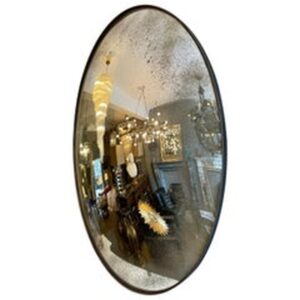 Distressed Silver Oval Mirror
