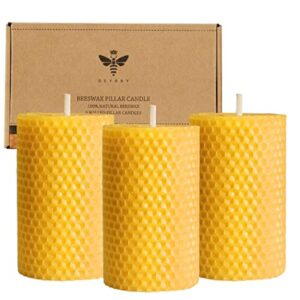 Handmade Beeswax Pillar Candle Set of 3