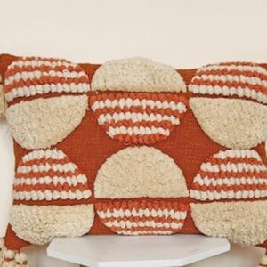 Handwoven Cushion Rust and Cream Diamond