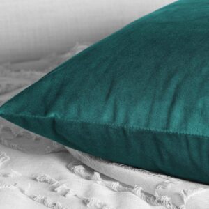 Linen and Velvet Cushion Deep Teal