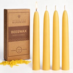 Natural Beeswax Taper Candles Set of 6