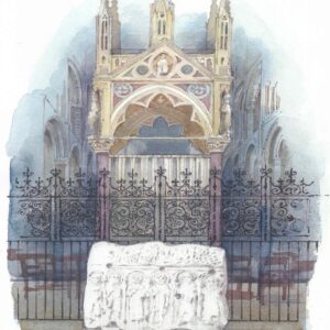 Peterborough Cathedral at Dusk Watercolour by Fiona Blake