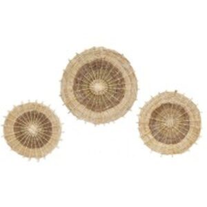 Set of 3 Wicker Starburst Wall Discs