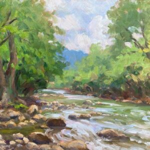 The Riverbank Plein Air Oil by David Molnar