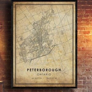 Vintage Map of Peterborough Framed Print